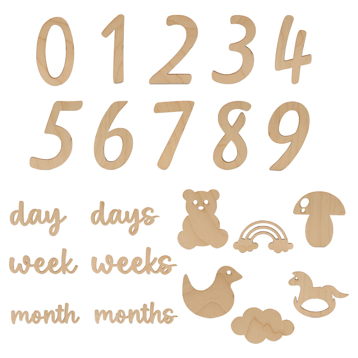 Baby Monthly Milestone Cards, Wooden Number Set of 22 Photo Props | Woodpeckers