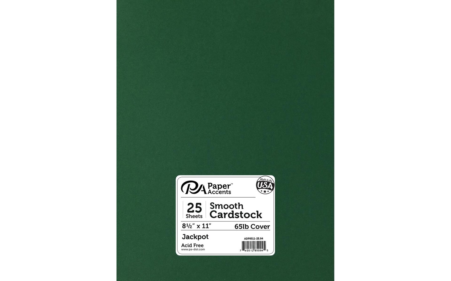 PA Paper Accents Smooth Cardstock 8.5" x 11" Jackpot, 65lb colored