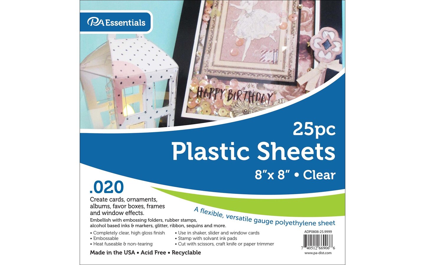Plastic Sheet 8x8 .020&#x22; 25pcPkClear
