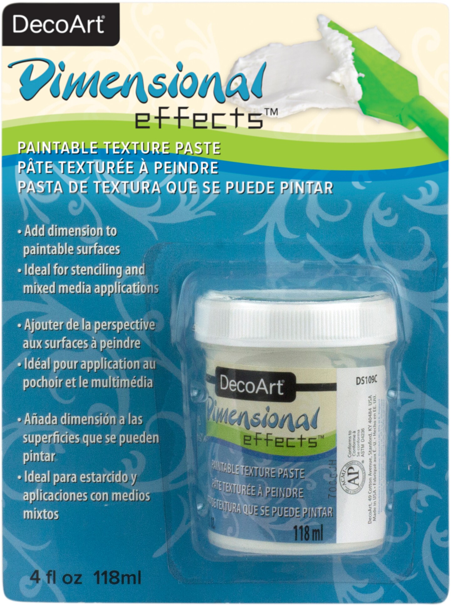 Decoart Dimensional Effects Texture Paste 4Oz Carded-White
