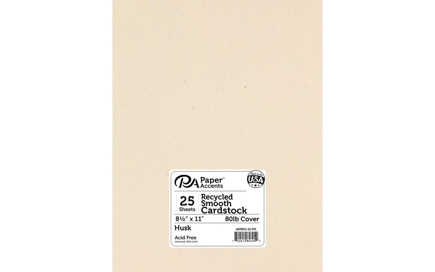 PA Paper Accents Recycled Cardstock 8.5" x 11" Husk, 80lb colored cardstock paper for card making, scrapbooking, printing, quilling and crafts, 25 piece pack