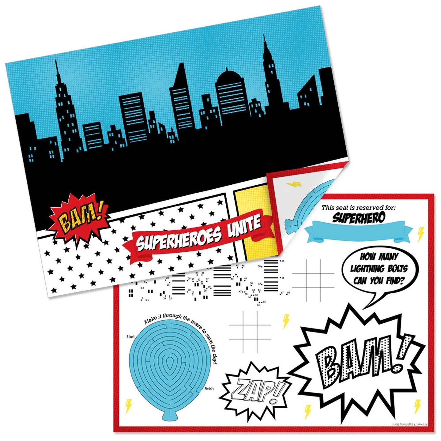 Big Dot of Happiness Bam Superhero - Paper Birthday Party Coloring ...