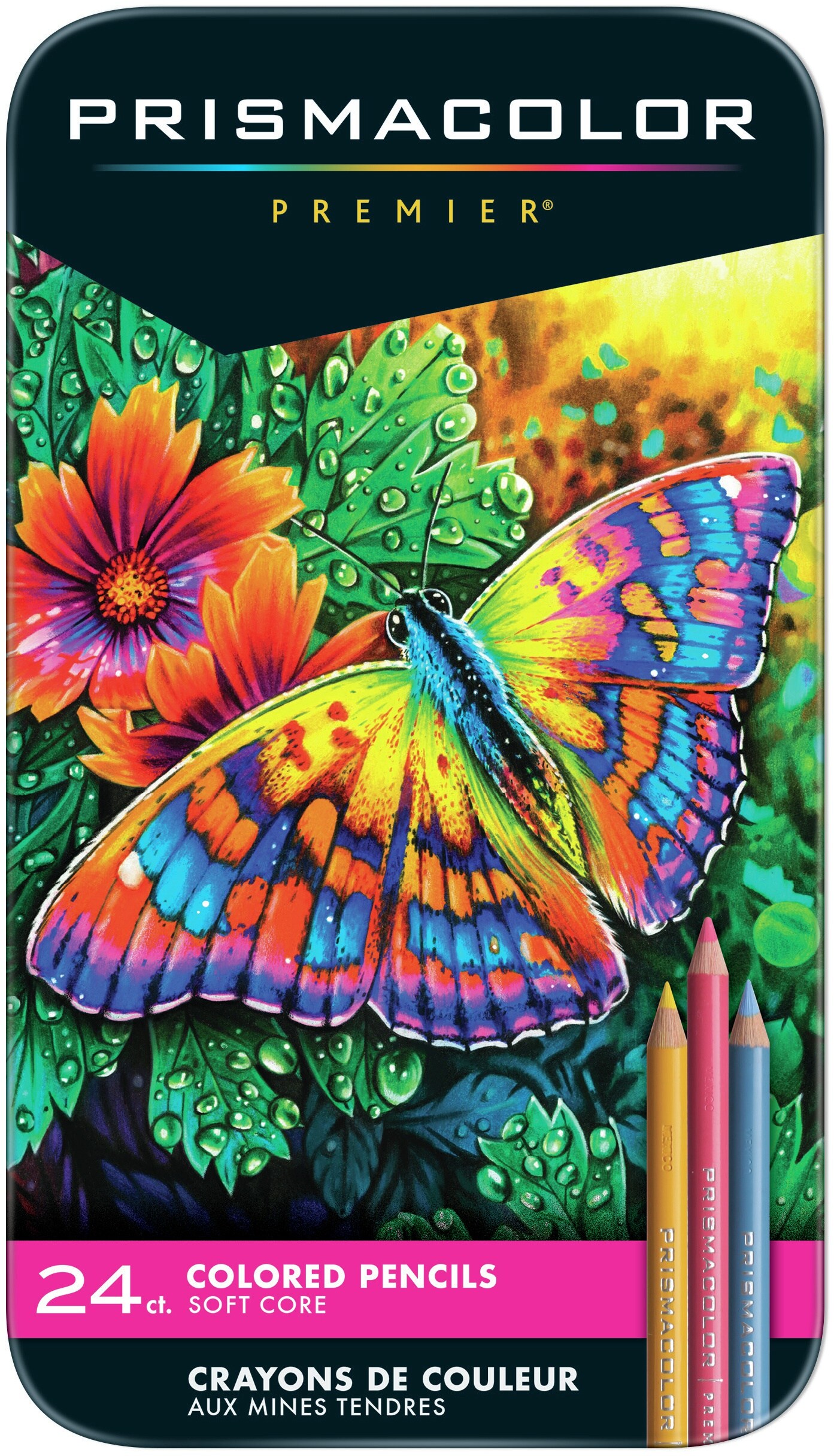 Butterflies Adult Coloring Book Set With 24 Colored Pencils And