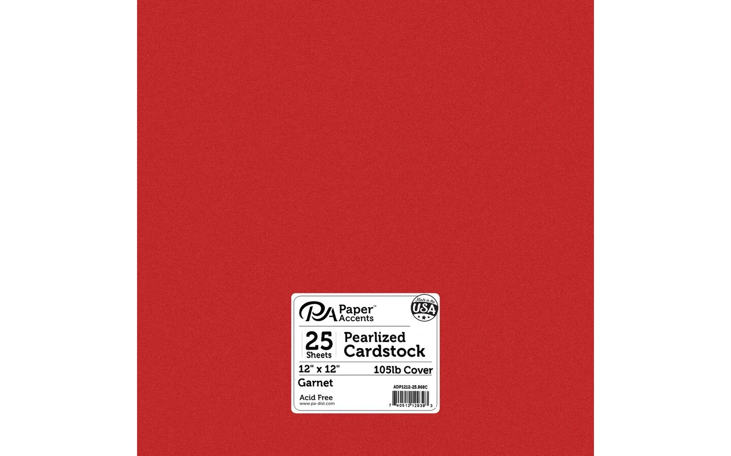 PA Paper Accents Pearlized Cardstock 12&#x22; x 12&#x22; Garnet, 105lb colored cardstock paper for card making, scrapbooking, printing, quilling and crafts, 25 piece pack