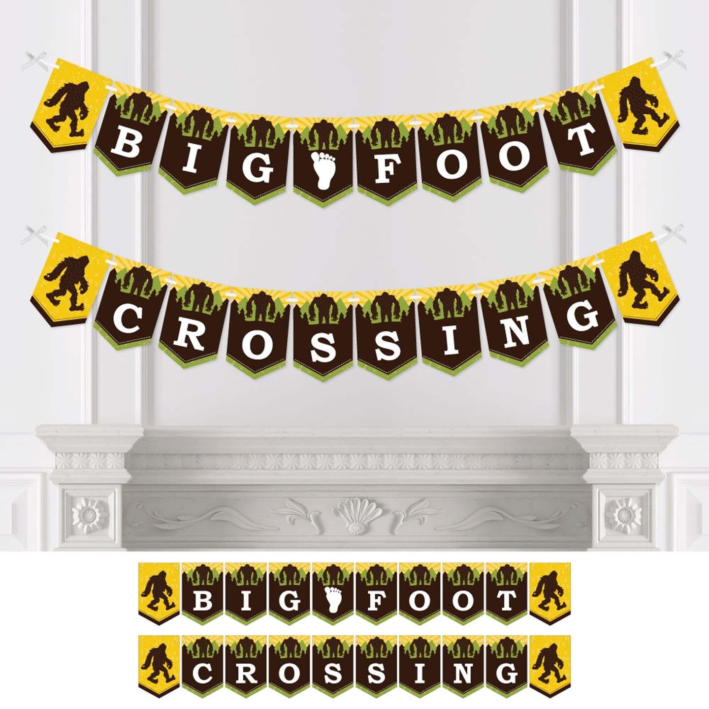 Big Dot of Happiness Sasquatch Crossing - Bigfoot Party or Birthday Party Bunting Banner - Party Decorations - Bigfoot Crossing