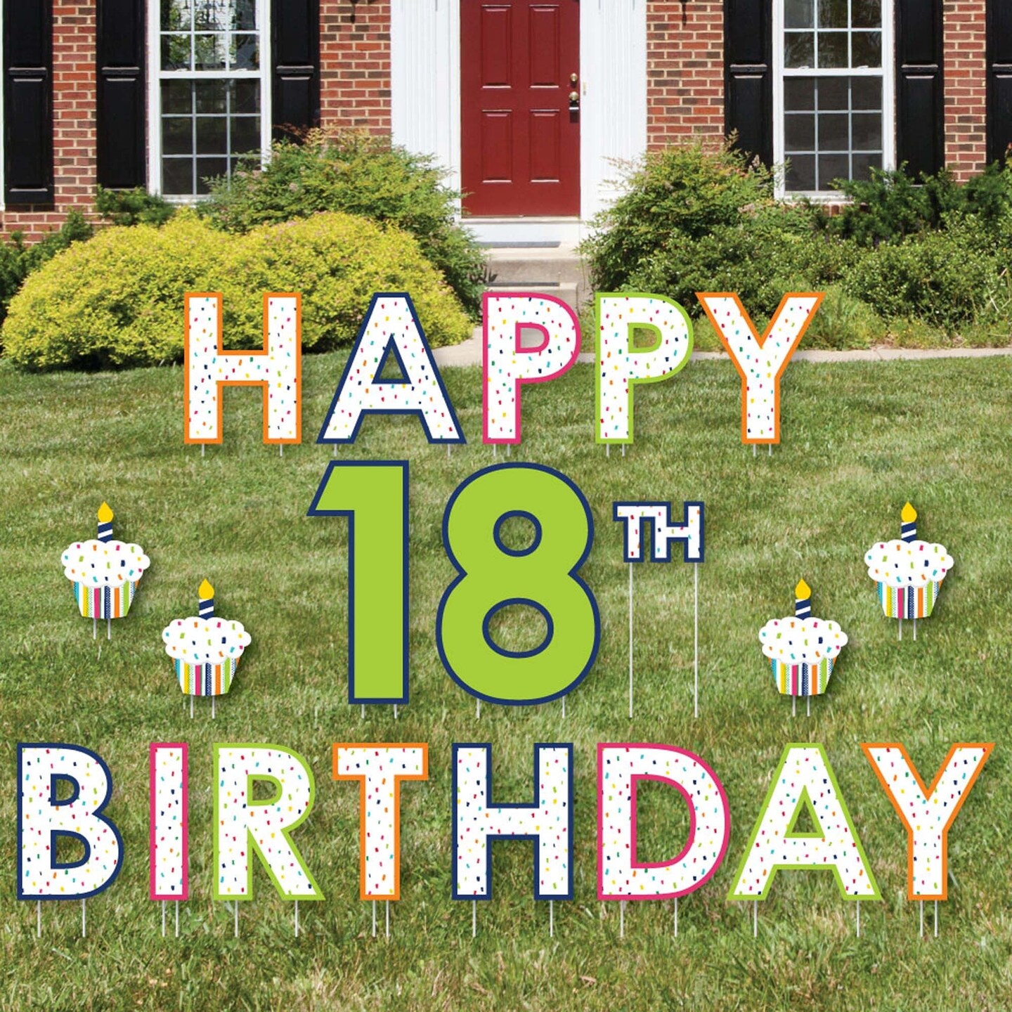 Big Dot of Happiness 18th Birthday - Cheerful Happy Birthday - Yard Sign Outdoor Lawn Decor - Colorful Birthday Party Yard Signs - Happy 18th Birthday