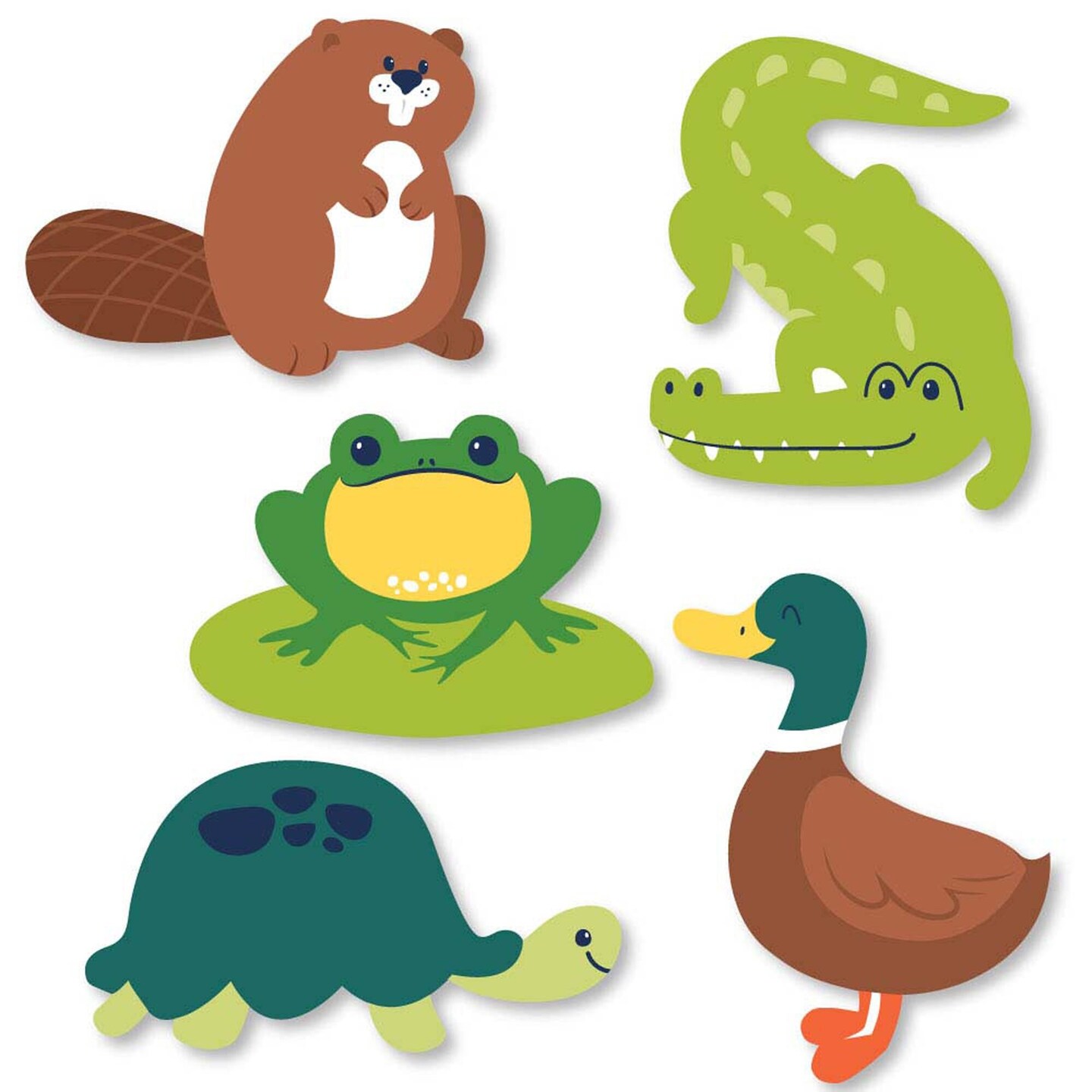 Big Dot Of Happiness Pond Pals Diy Shaped Frog Alligator Turtle Beaver And Duck Birthday