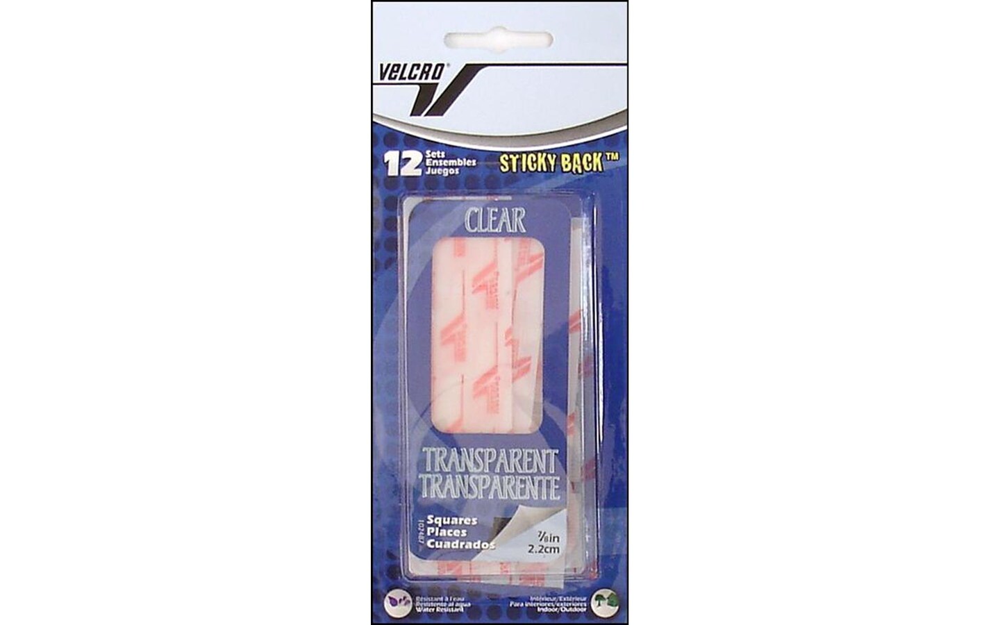Velcro Thin Clear Fastener Square 7/8&#x22; 12pc