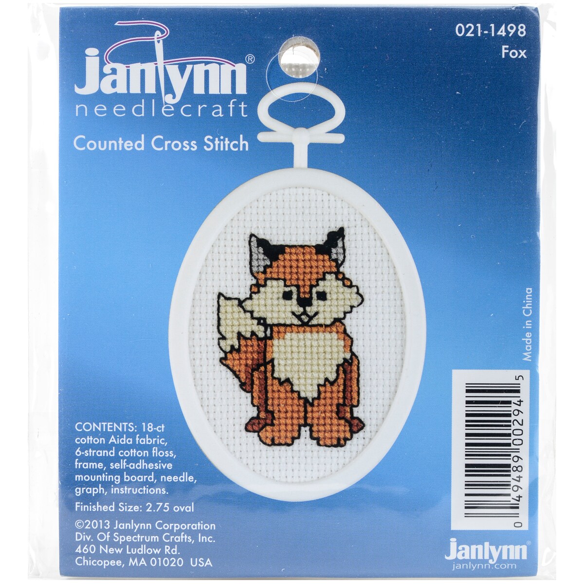 Janlynn Mini Counted Cross Stitch Kit 2.75 Oval-Fox (18 Count