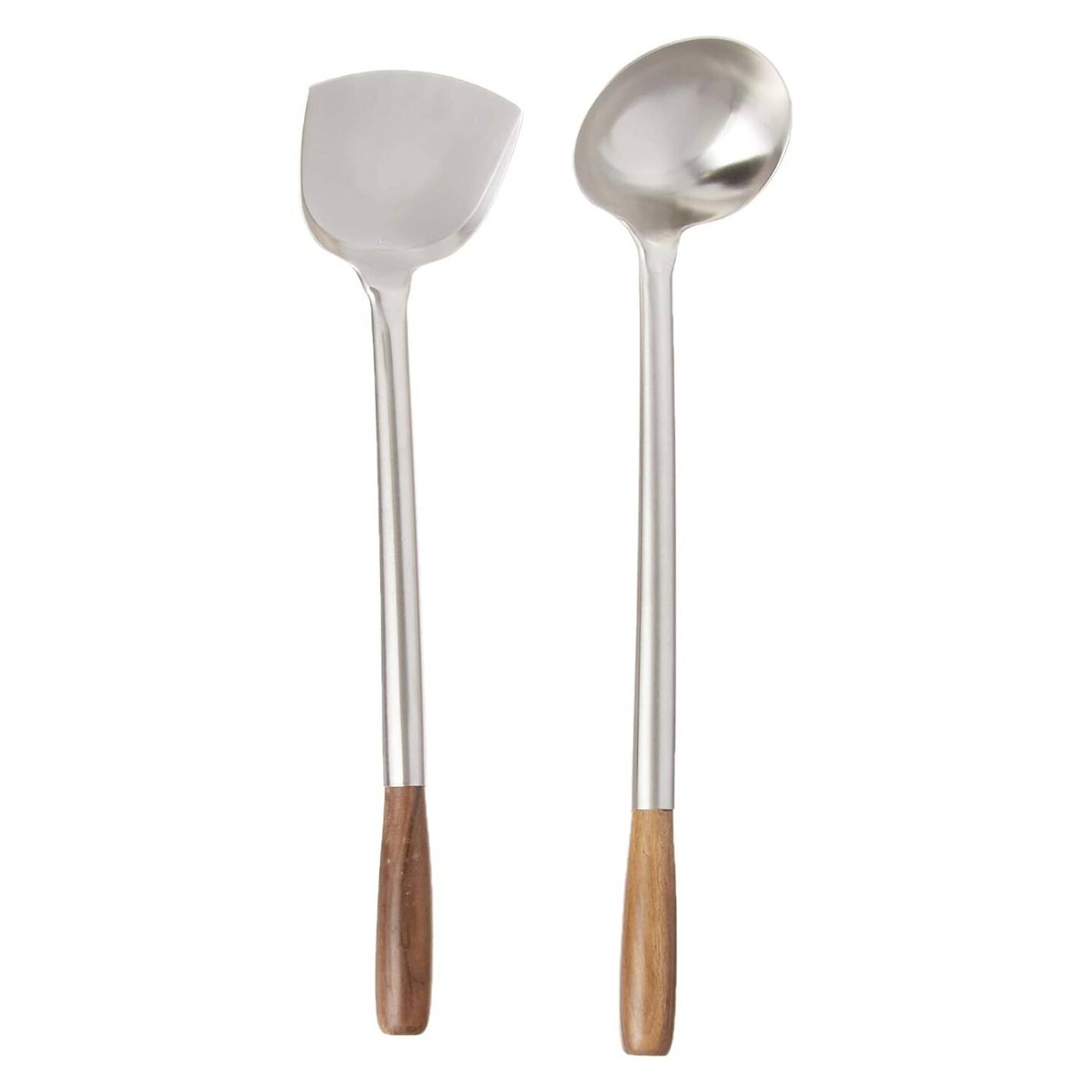 Fox Run Spatula & Ladle Wok Utensil Set, Set of 2, Traditional Handles, Silver