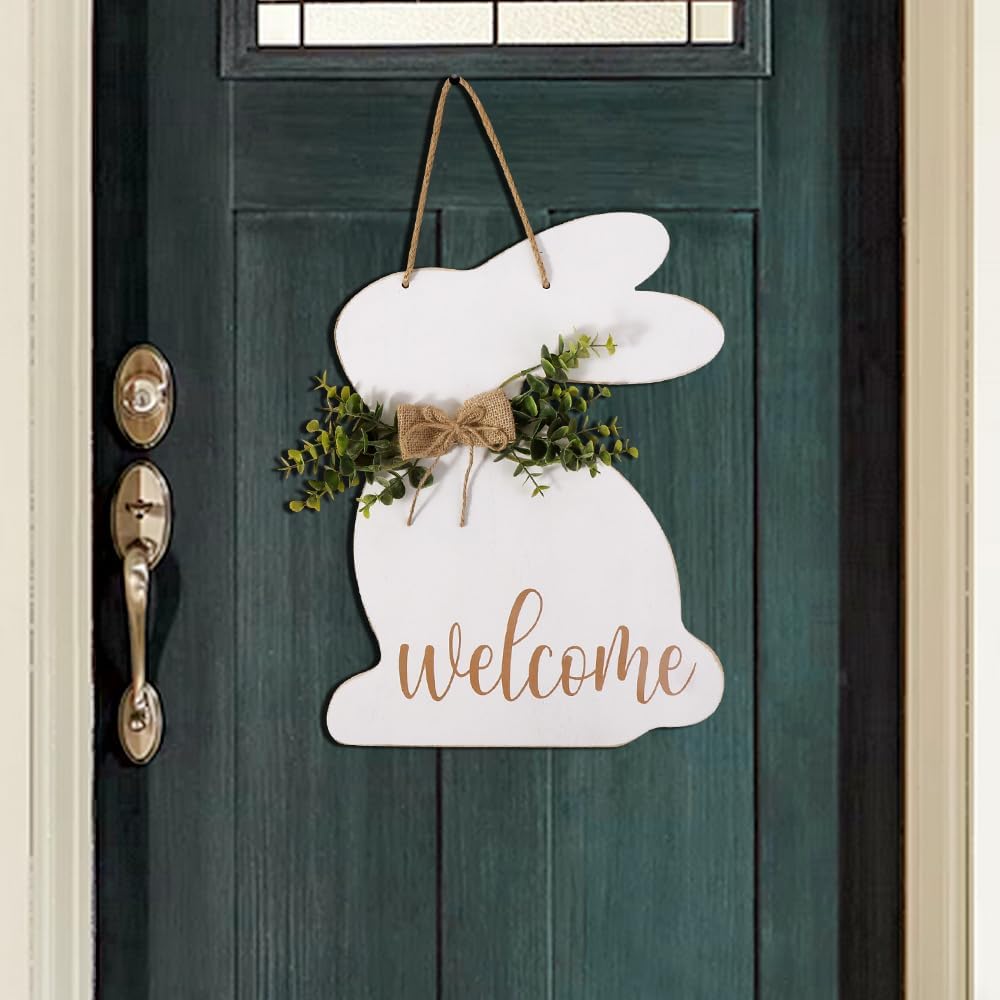 1Pc Rustic Wooden Easter Bunny Welcome Sign