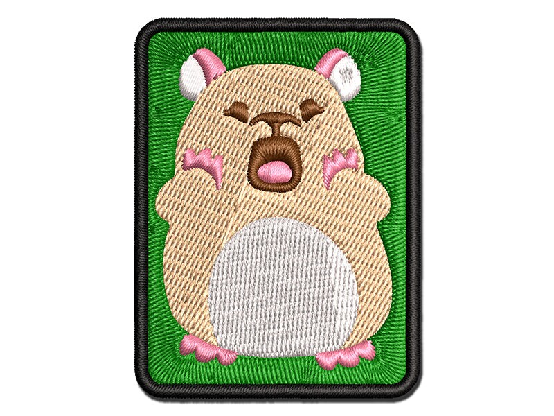 Shocked Scared Cute Hamster Rodent Gasp Multi-Color Embroidered Iron-On or Hook &#x26; Loop Patch Applique