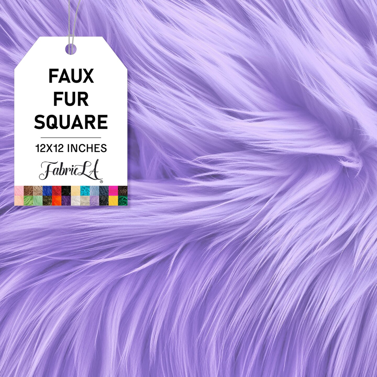 FabricLA | Faux Fur Fabric Square | 12&#x22; X 12&#x22; Inch Wide Pre-Cut Shaggy | Fake Fur Fabric | DIY, Craft Fur Decoration, Fashion Accessory, Hobby | Lavender