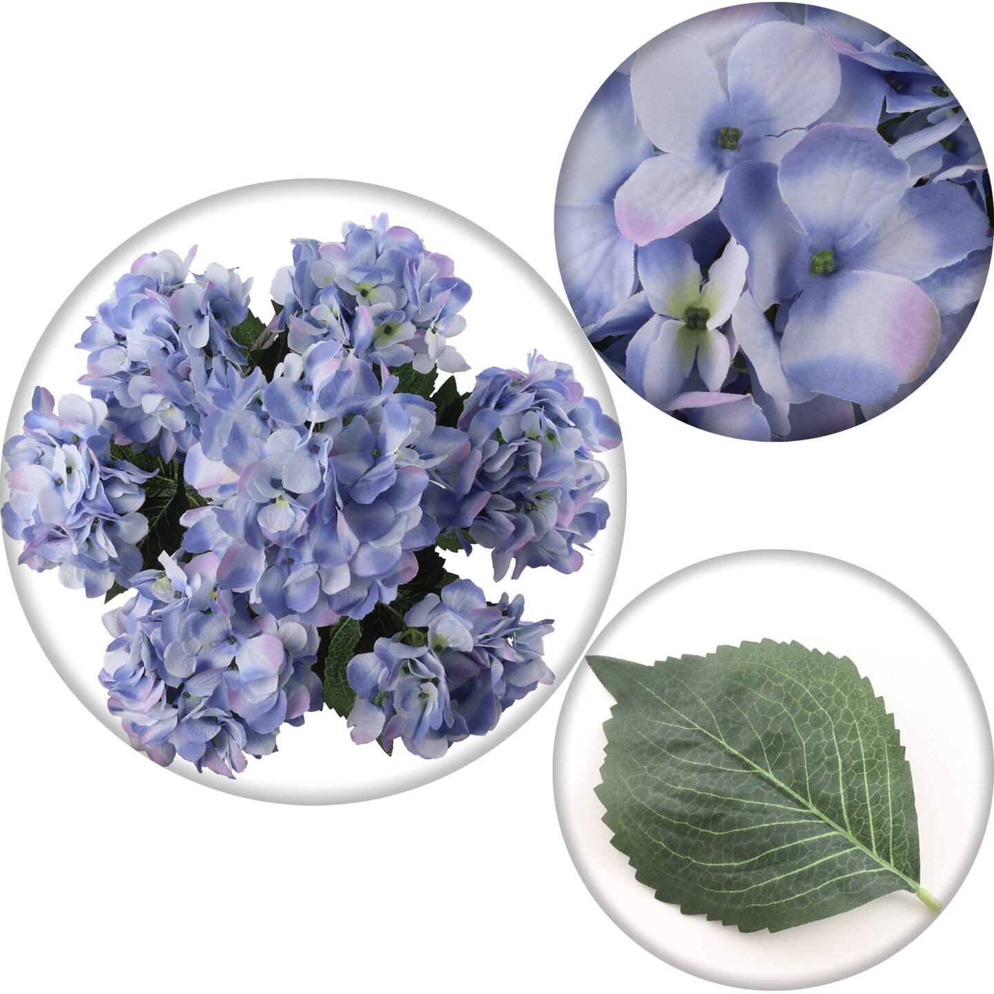 2-Pack: Blue Hydrangea Bush, 20-Inch, 7 Silk Blooms, Garden Decor, Floral Bush , Floral Home by Artificial Flowers