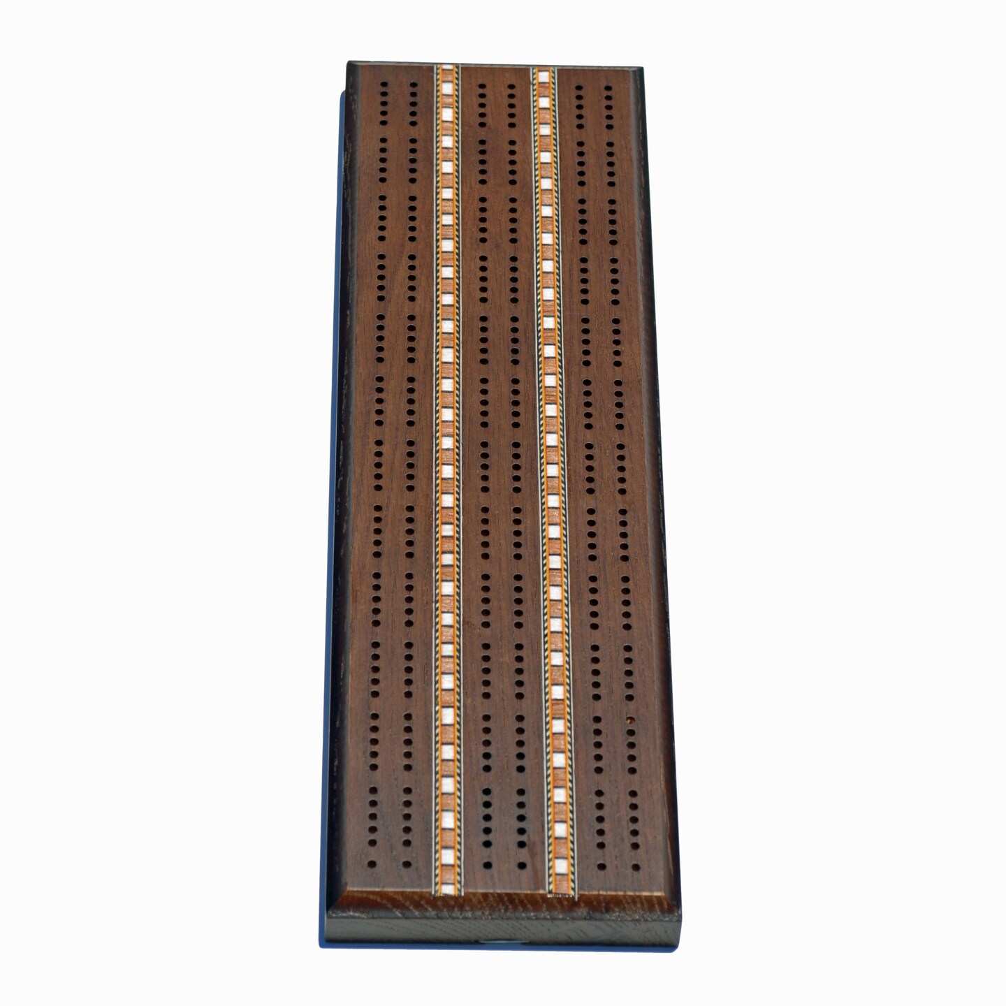WE Games Classic Cribbage Set - Solid Wood with Inlay Sprint 3 Track Board with Metal Pegs