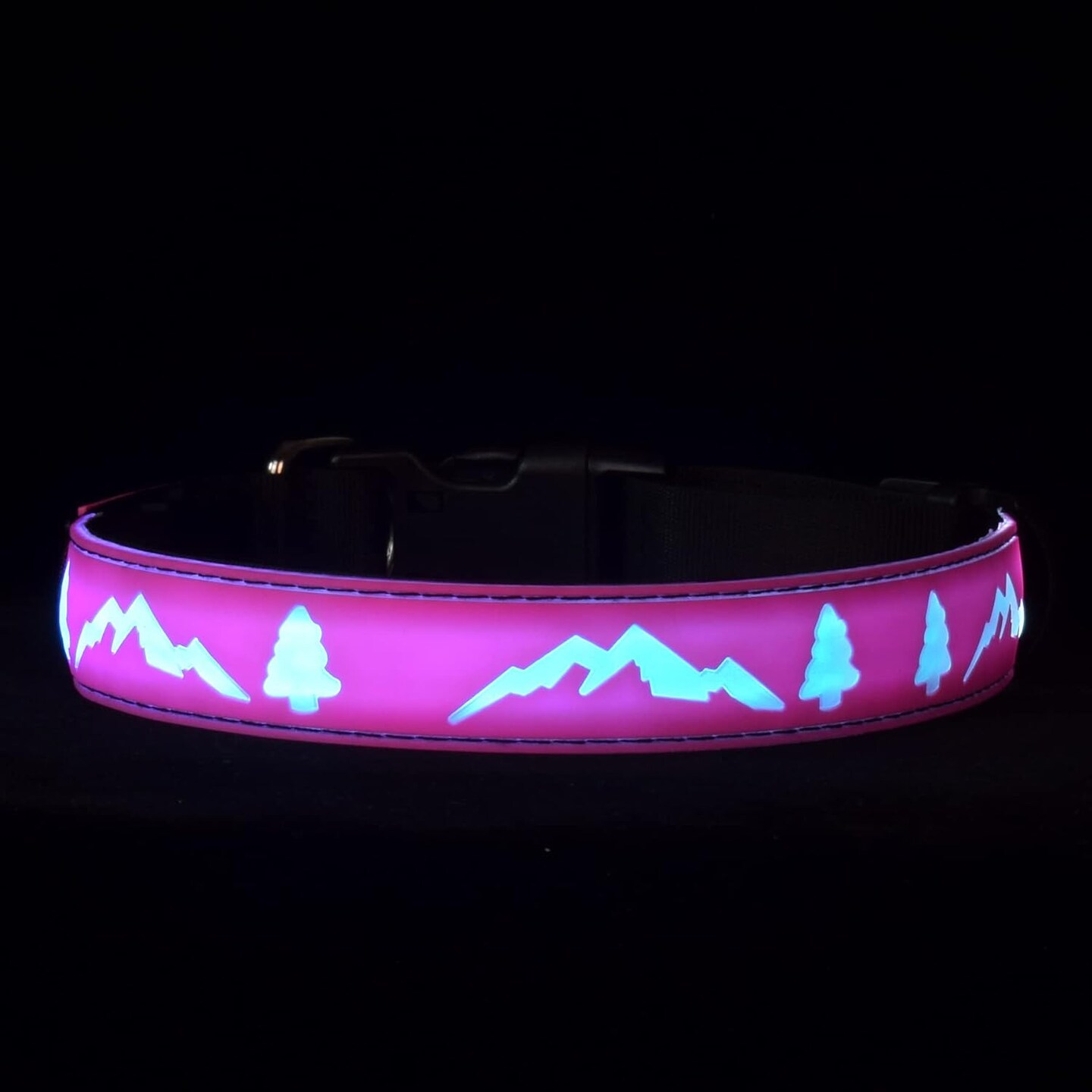 Flashing USB-C LED Light-up Dog Collar-TRE-Pink-Size M(15.7-19.7&#x22;)