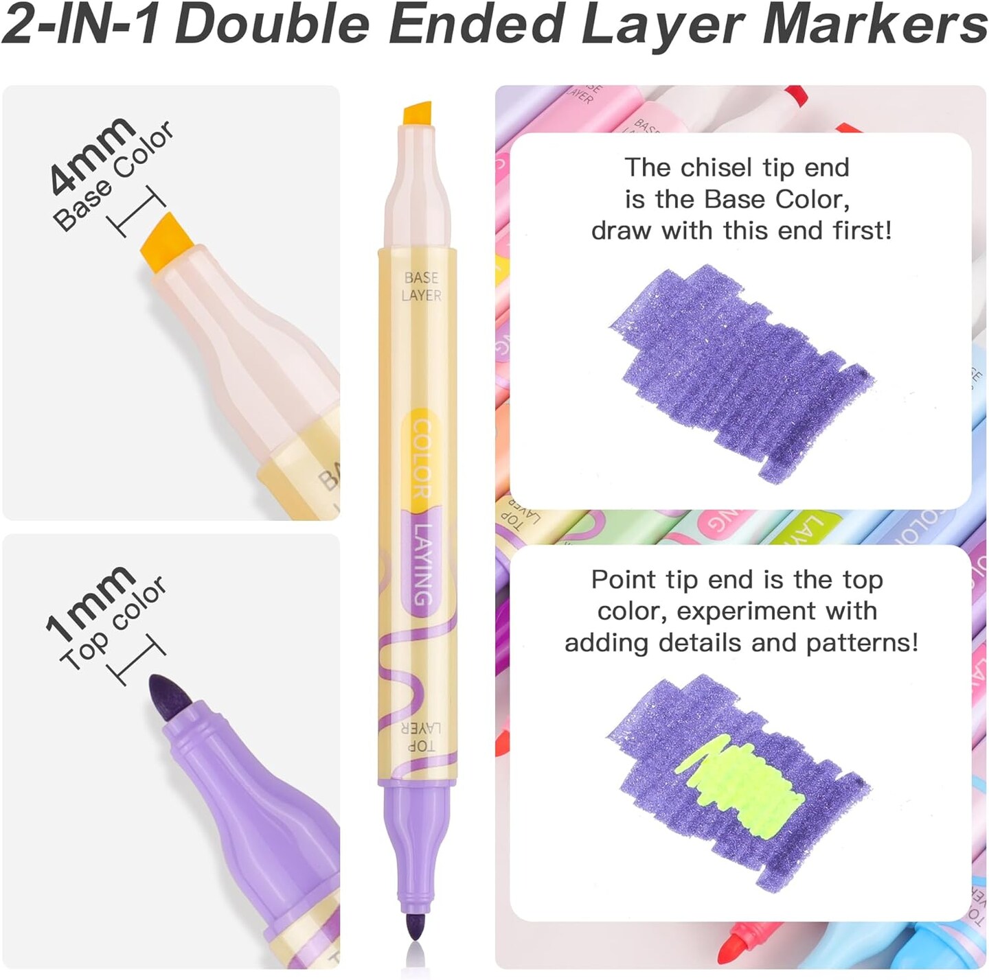 Creative Magic Aesthetic Pastel Color Laying Markers 16 Pens/32 Colors