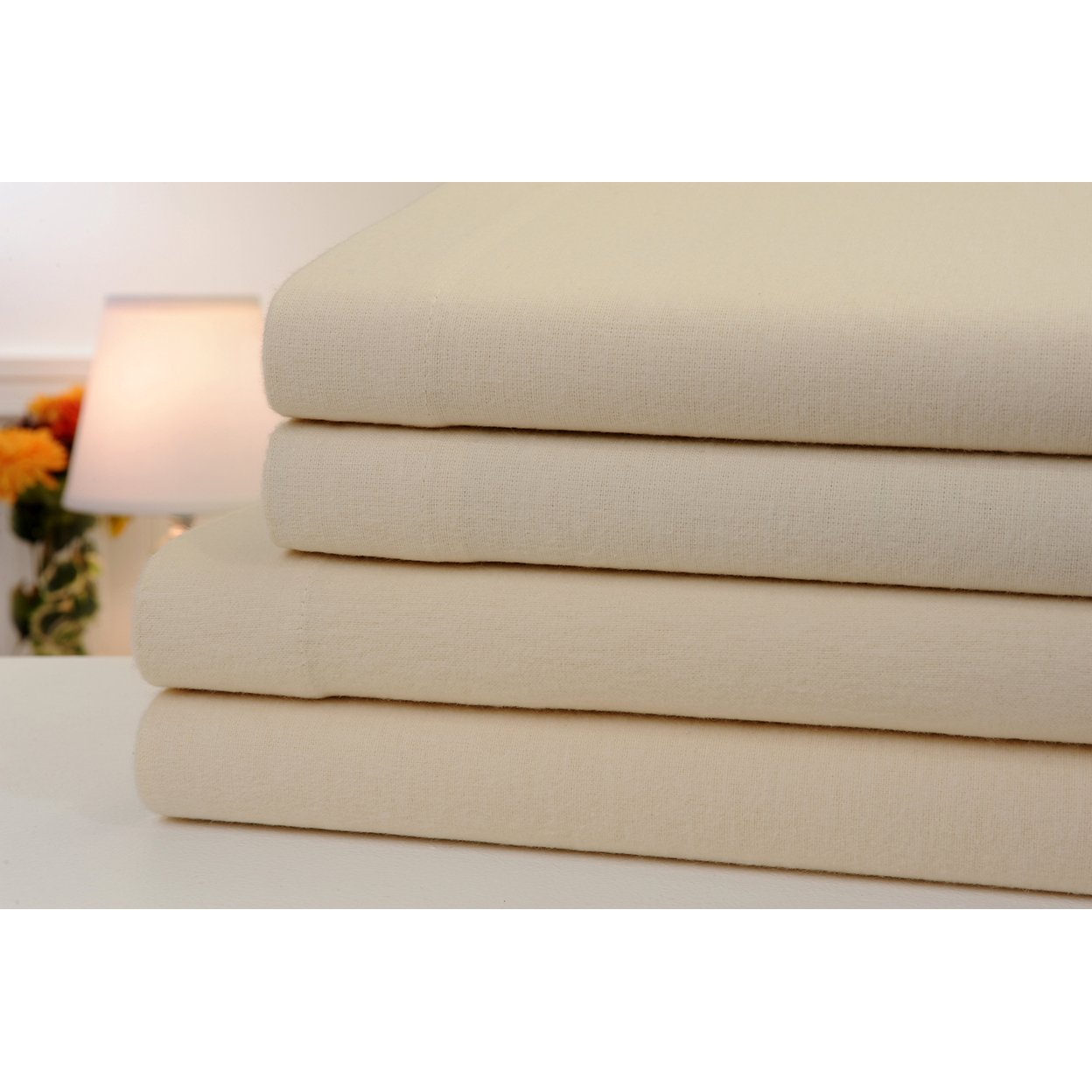 Bibb Home Solid Flannel 4 Piece Sheet Set 100% Cotton Warm Comfortable Various Sizes