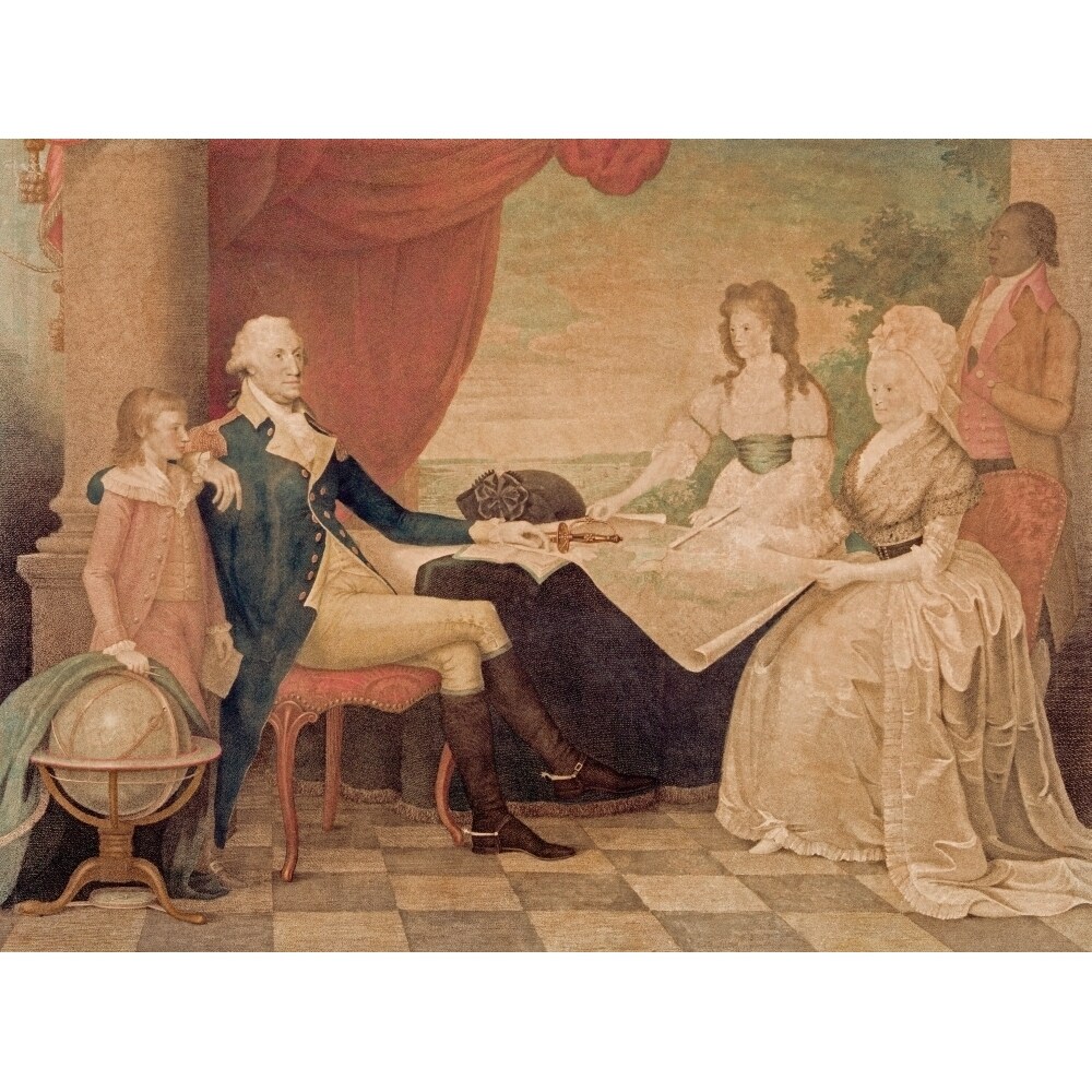 Posterazzi George Washington with his wife and her two grandchildren  born to children from her first marriage.  From left  Martha