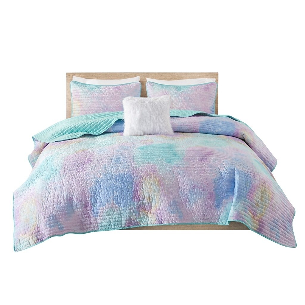 Gracie Mills Orion Dreamscape Watercolor Tie Dye Comforter Set With Cozy Throw Pillow - Grace-15599