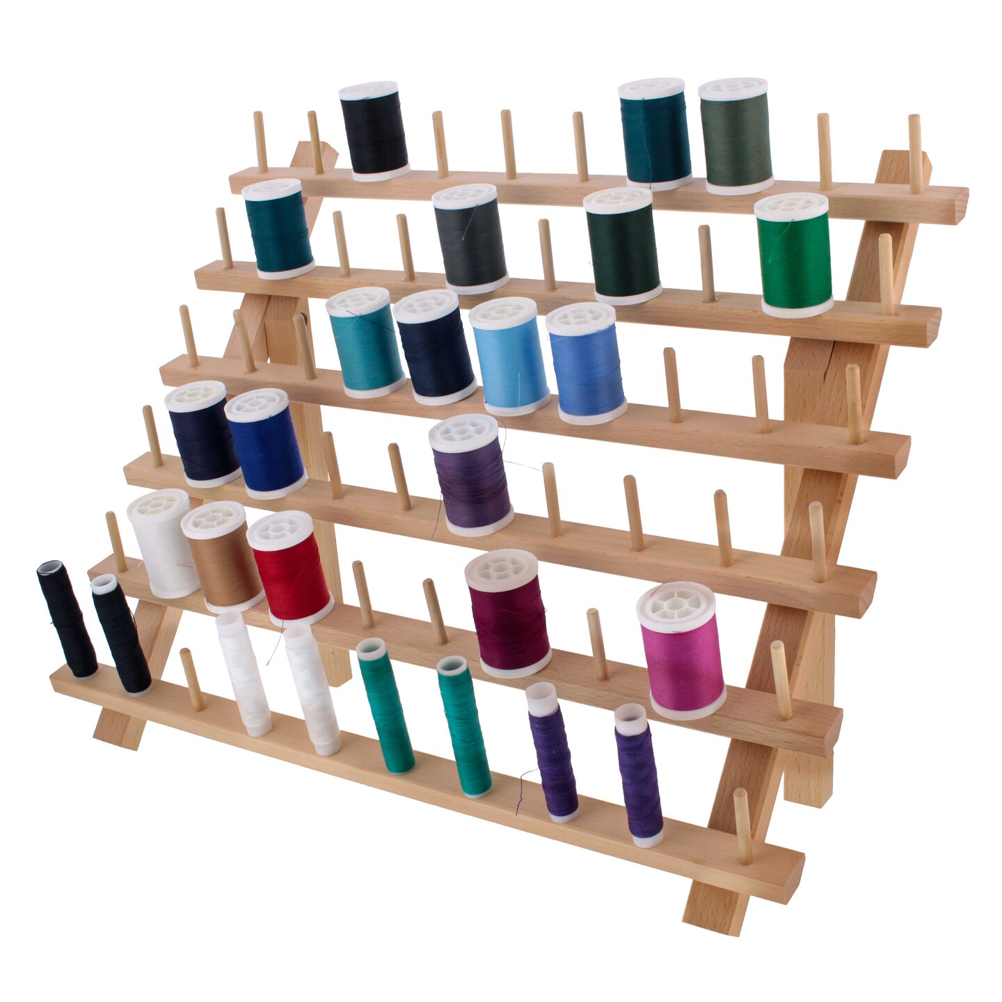 Premium Beechwood 60-Spool Sewing &#x26; Embroidery Thread Rack