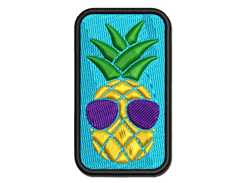 Pineapple Wearing Sunglasses Multi-Color Embroidered Iron-On or Hook & Loop Patch Applique