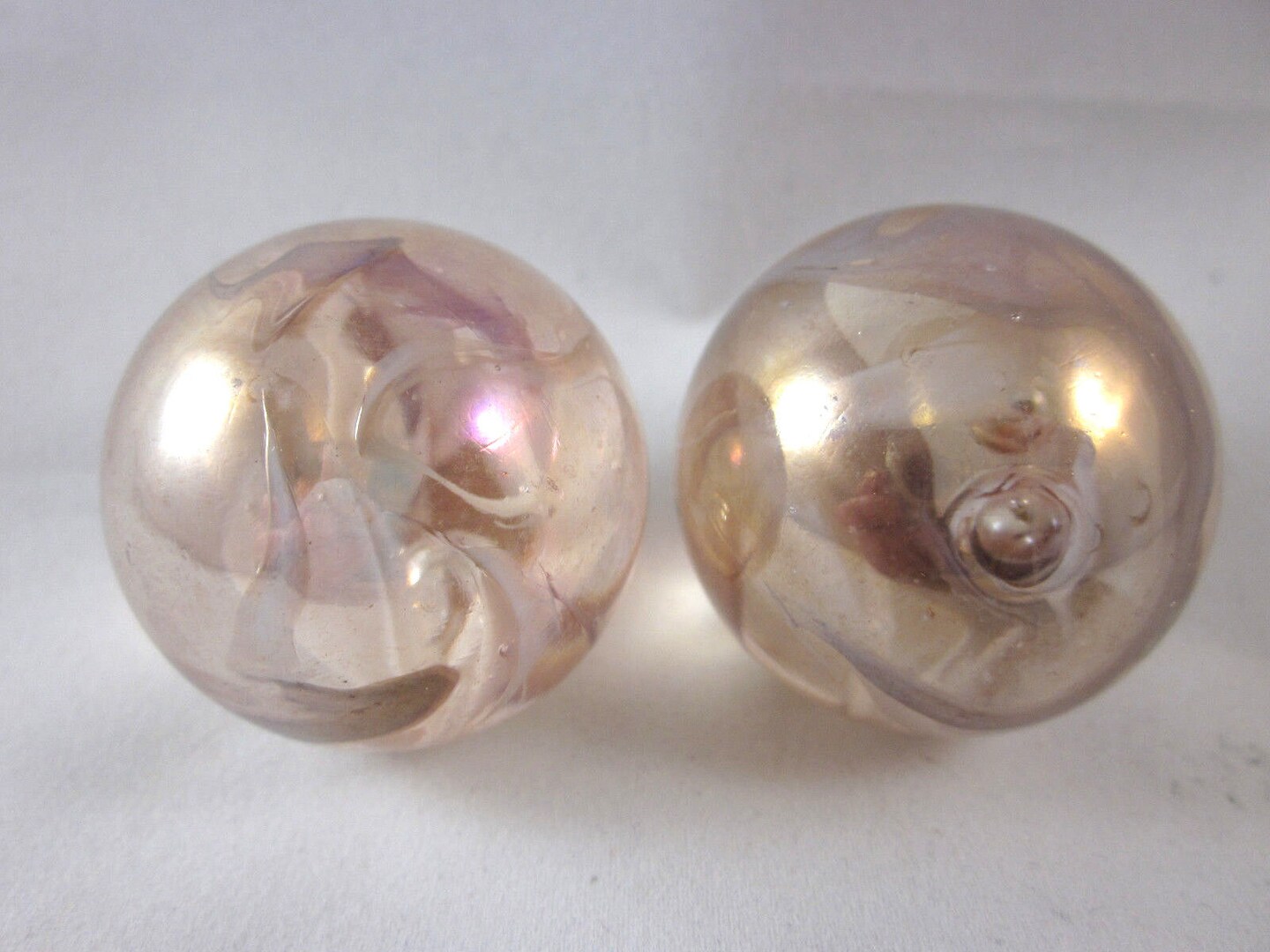 2 Boulders35mm PINK FAIRY Marbles glass ball jellyfish iridescent Giant