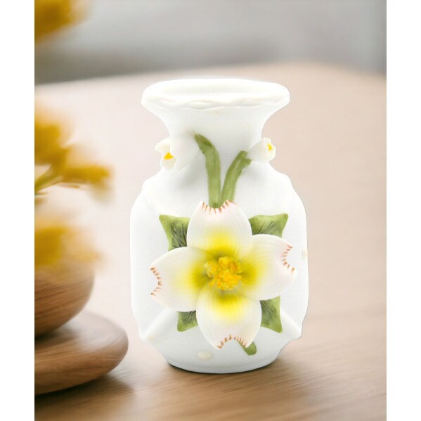 kevinsgiftshoppe Ceramic Mini Vase with White Flower Incense Jar Wedding Decor or Gift Anniversary Decor or Gift Home Decor