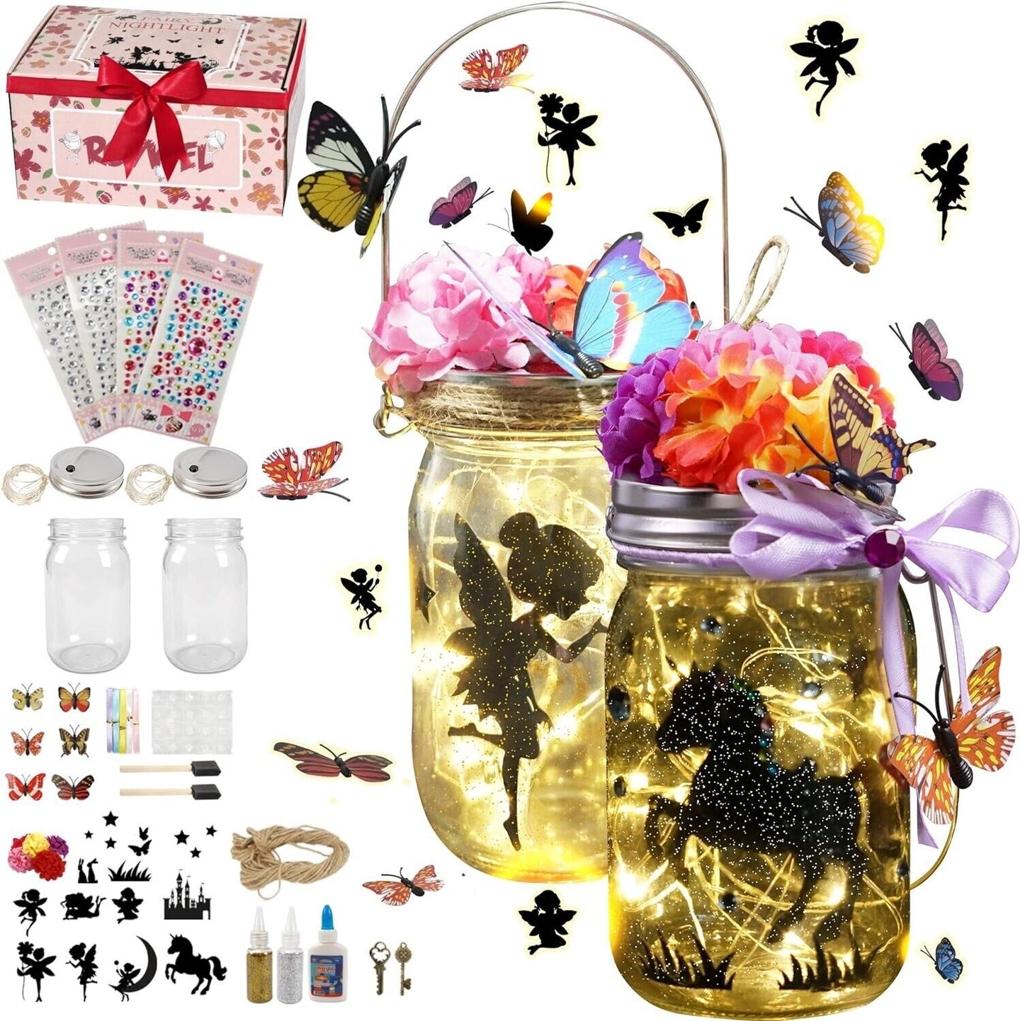 DIY Light Kit Fairy Lantern Craft Toy Jar Night Light Set for Kids