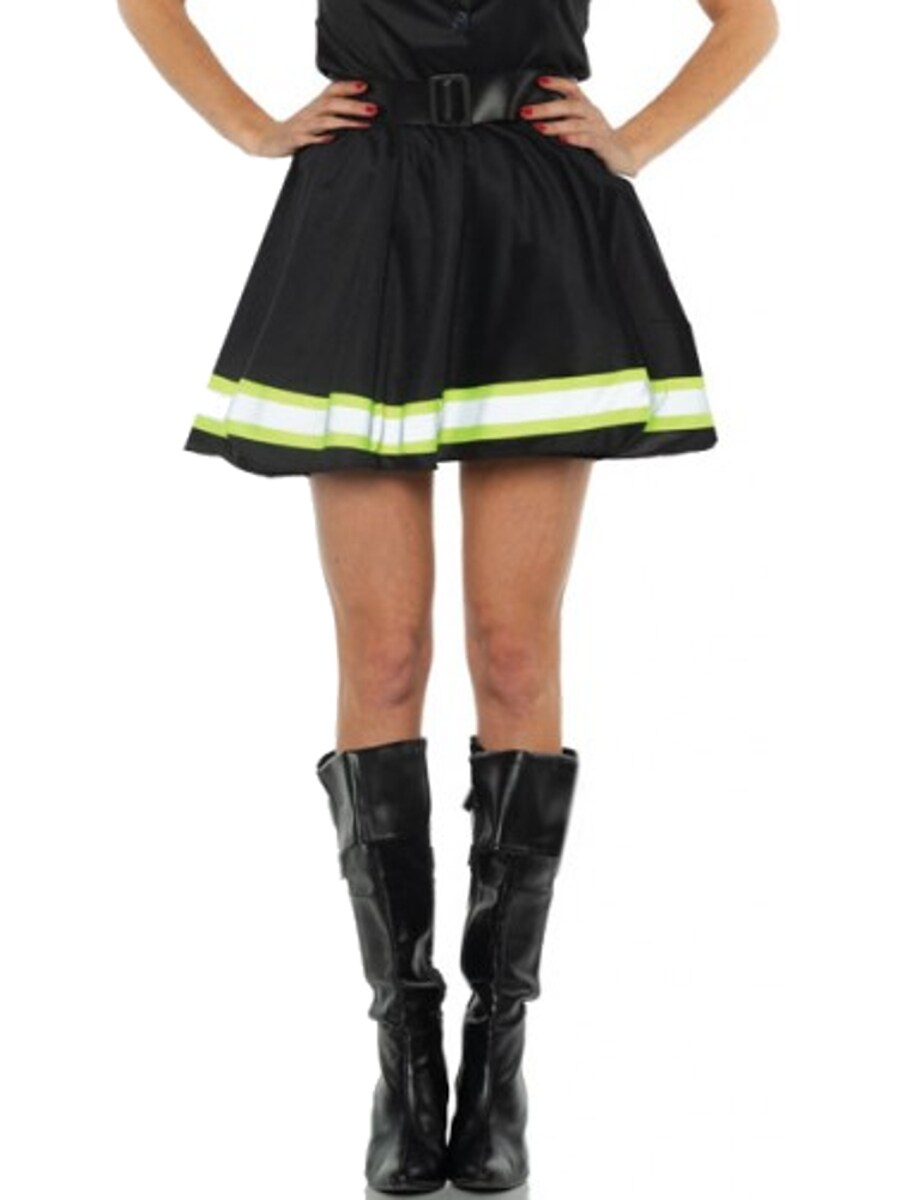 Women&#x27;s Fire Department Firefighter Black Pleated Mini Skirt Costume
