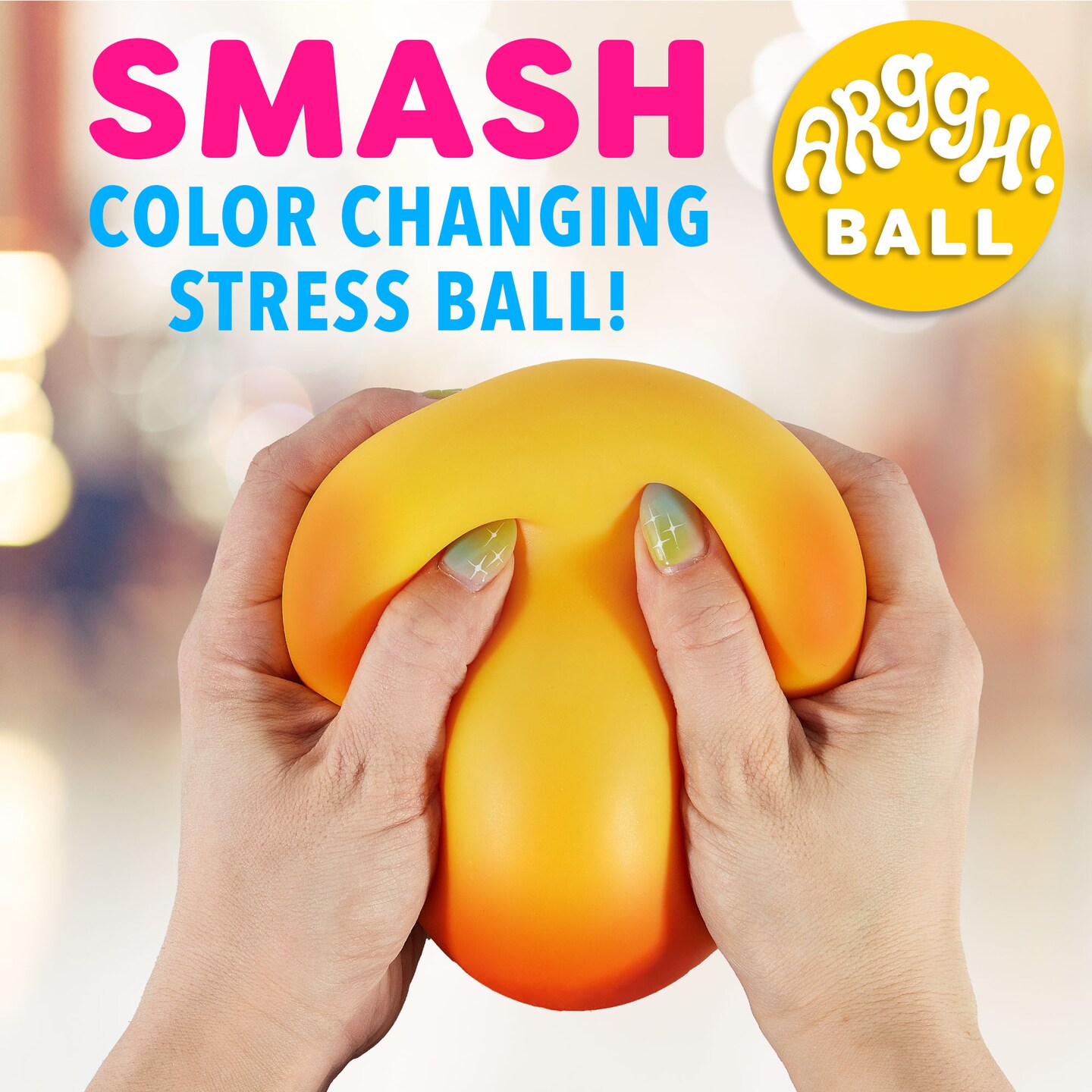 Power Your Fun Arggh Stress Ball for Adults and Kids - Yellow/Orange