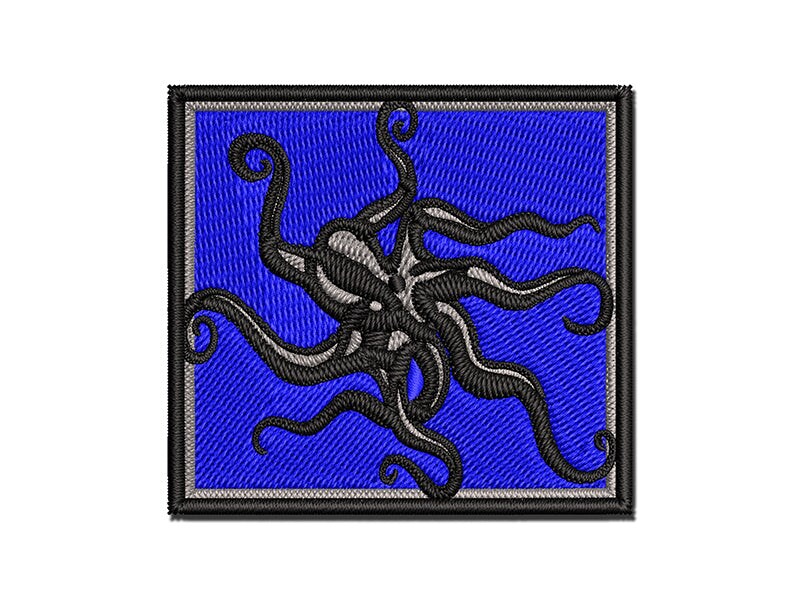 Octopus Old Timey Sketch Multi-Color Embroidered Iron-On or Hook &#x26; Loop Patch Applique
