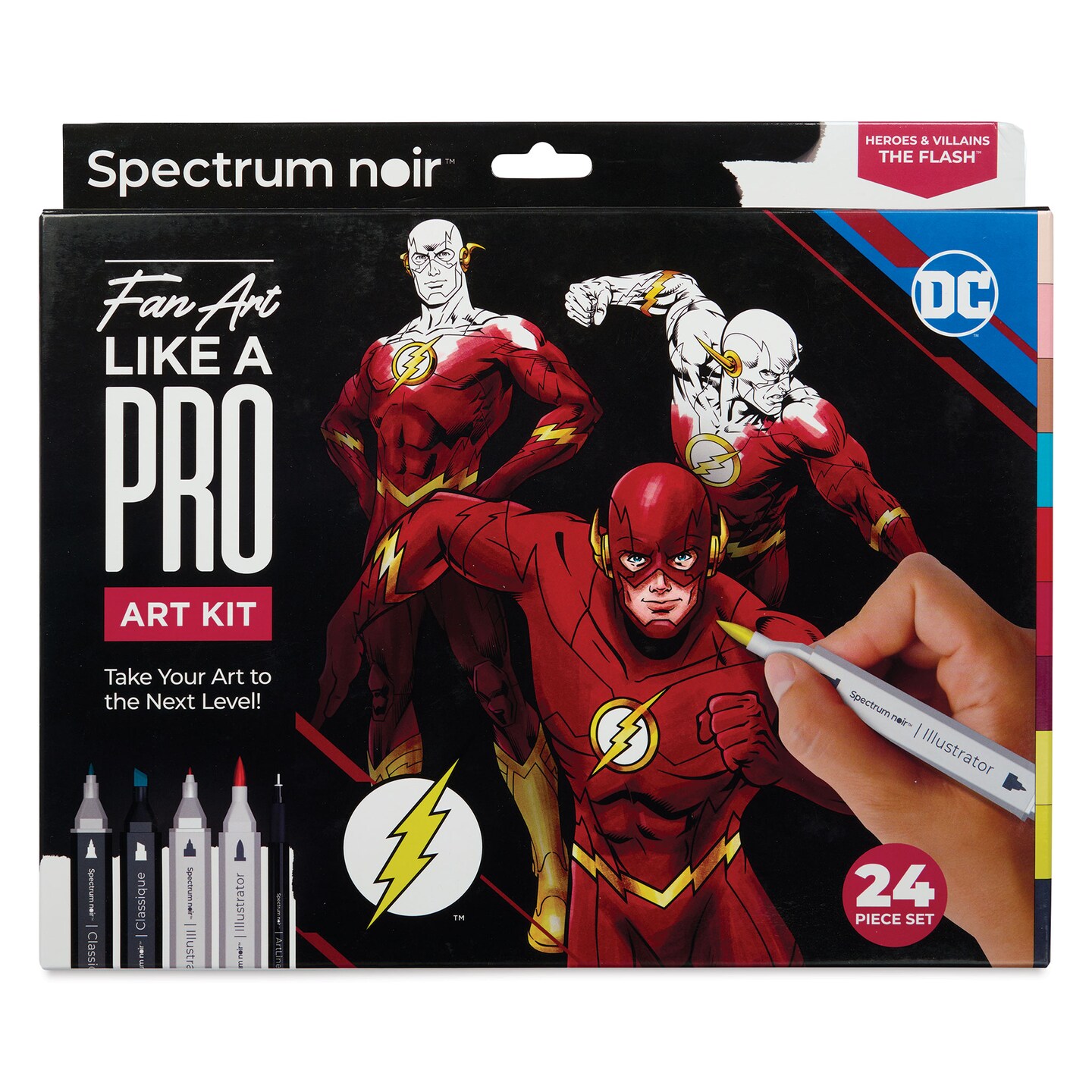 Spectrum Noir DC Heroes and Villains Pro Fan Art Markers - Flash, Kit of 24