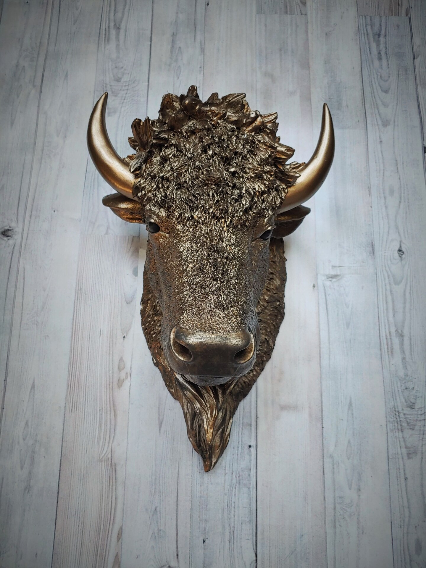 Faux Taxidermy Decorative Carved 2024 Bison Skull - Wall Decor - White and Black - CBI0100