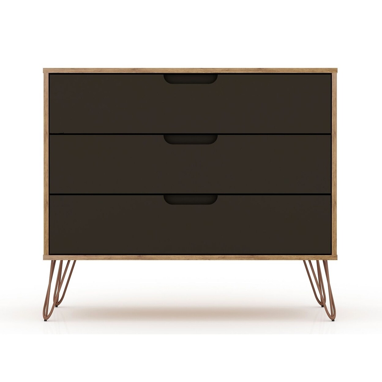 Manhattan Comfort Rockefeller Mid-Century- Modern Dresser with 3-Drawers