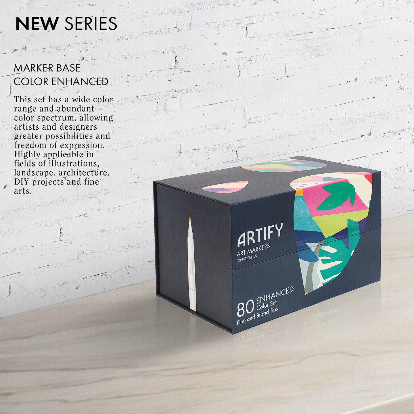 ARTIFY 80 Enhanced Colors Art Markers, Fine &#x26; Broad Dual Tips Professional Artist Markers in Case, Drawing Marker Set with Carrying Case