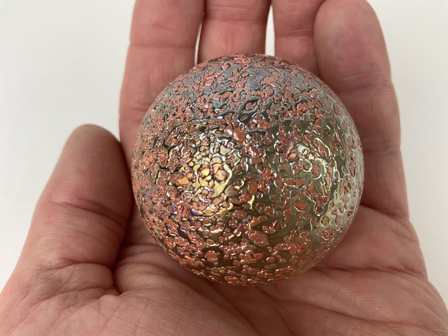 TOE BREAKER 50mm (2") PRINCESS Pink Glitter Confetti Marbles glass Ball HUGE