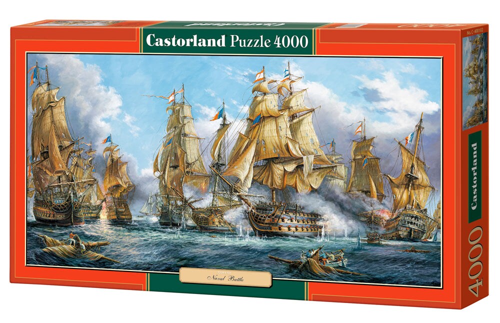 4000 Piece Jigsaw Puzzle, Naval Battle, Nautic painting, Old navy ships, Sailing ships at war, Adult Puzzle, Castorland C-400102-2