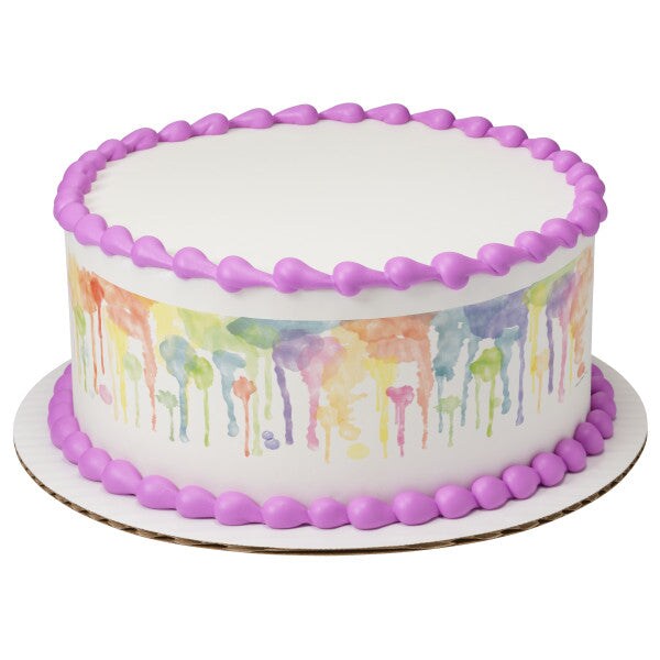 Bright Watercolor Edible Cake Topper Image Strips