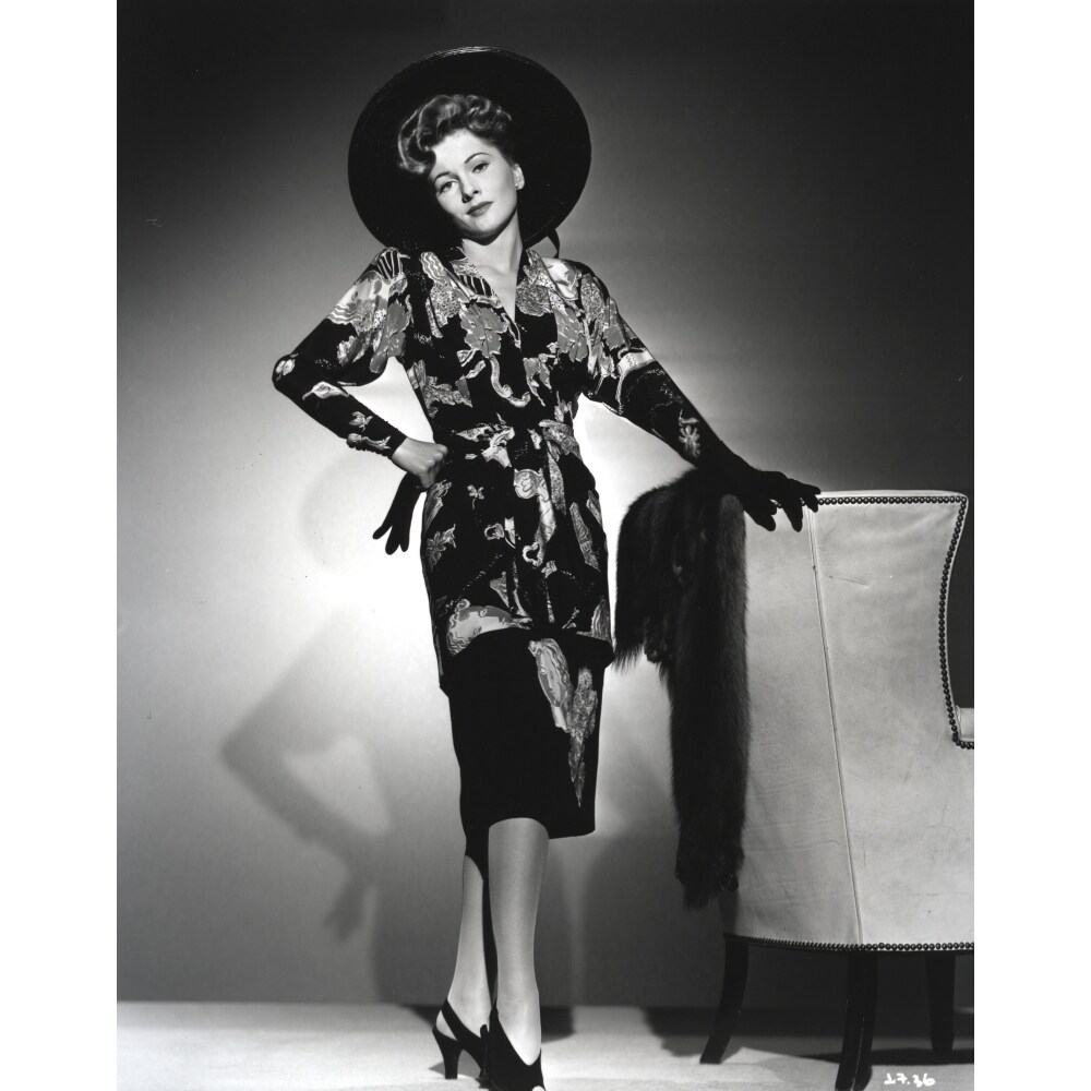 Posterazzi Joan Fontaine wearing a Floral Dress with Black Gloves Photo Print