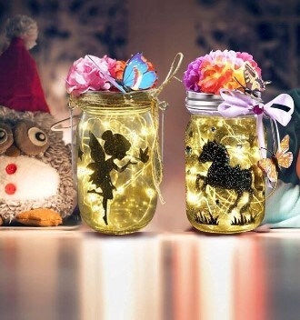 DIY Light Kit Fairy Lantern Craft Toy Jar Night Light Set for Kids