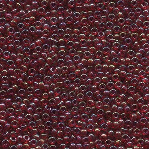 Miyuki 11 Round Seed Bead, 11-2249, Lined Ruby AB, 13 grams