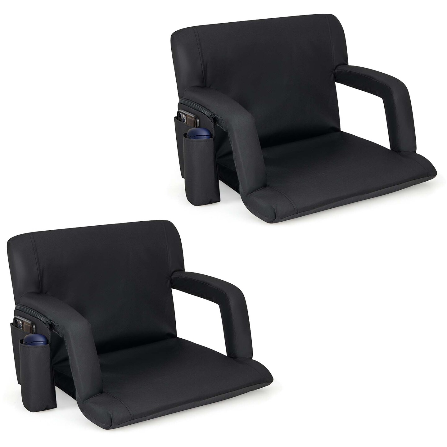 Costway 1/2 PCS Stadium Seat for Bleachers Bleacher Chair with 6 Adjustable Positions Back Support Black