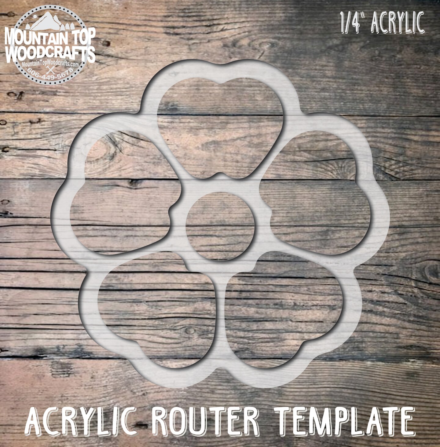 Flower 6 Section Tray ~ Acrylic Inlay Router Template Stencil Plexiglass Woodworking Guide AT-004