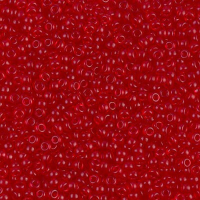 Miyuki 11 Round Seed Bead, 11-141SF, Semi Frosted Transparent Ruby, 13 grams