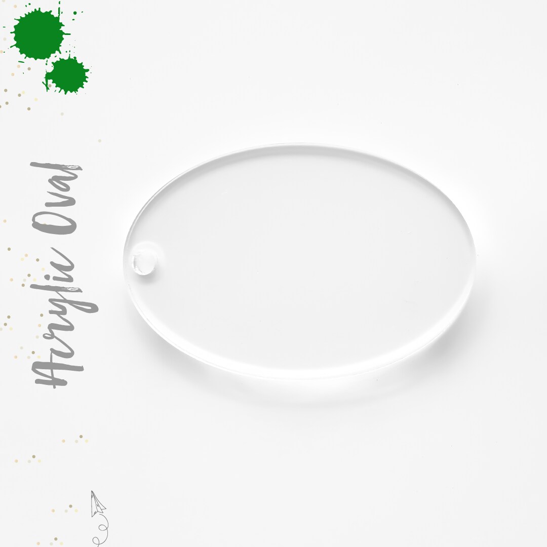 25 Acrylic Keychain Blanks OVAL 1,8" Thick( select Size Color) laser cut With Polished Edges