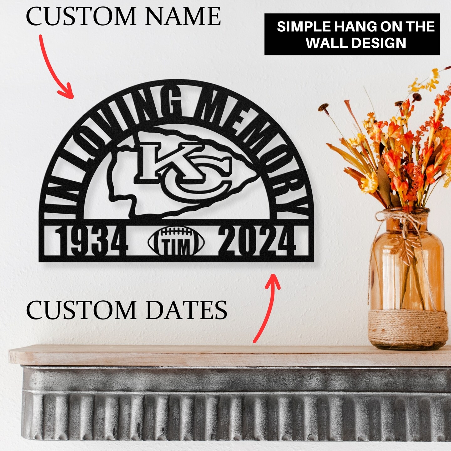 Personalized Kansas City Chiefs Football Memorial Gift: A Sympathy Gift for Loss of a Beloved Red Coater product 3