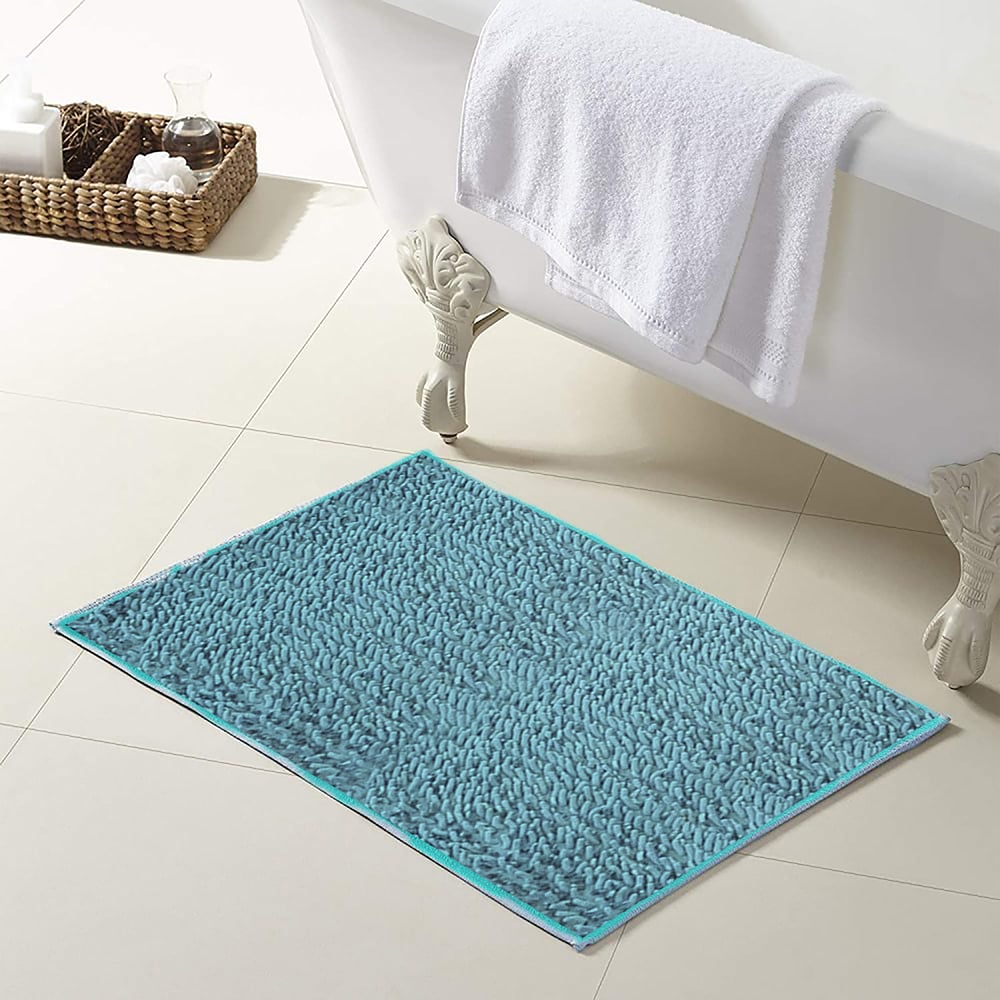 Ultra-Soft Quick-Dry Chenille Bath Mat 2-Pack Non-Slip Absorbent Various Colors