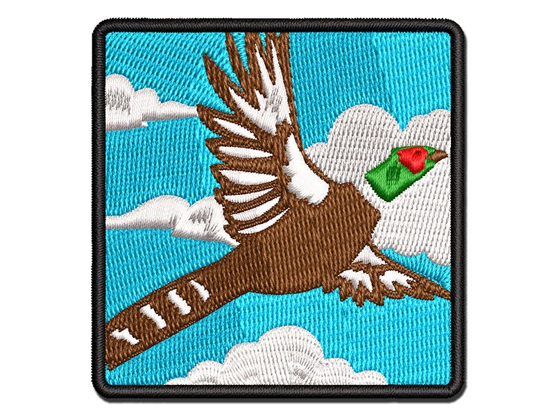 Pheasant Flying Multi-Color Embroidered Iron-On or Hook & Loop Patch Applique