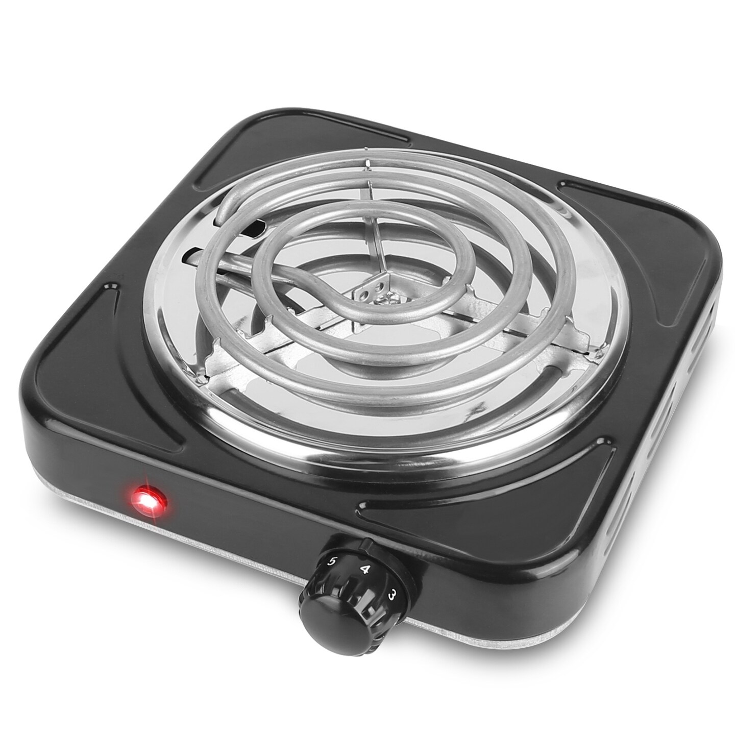 1000W Electric Portable Coil Hot Plate Stove Black With 5 Temperature Settings